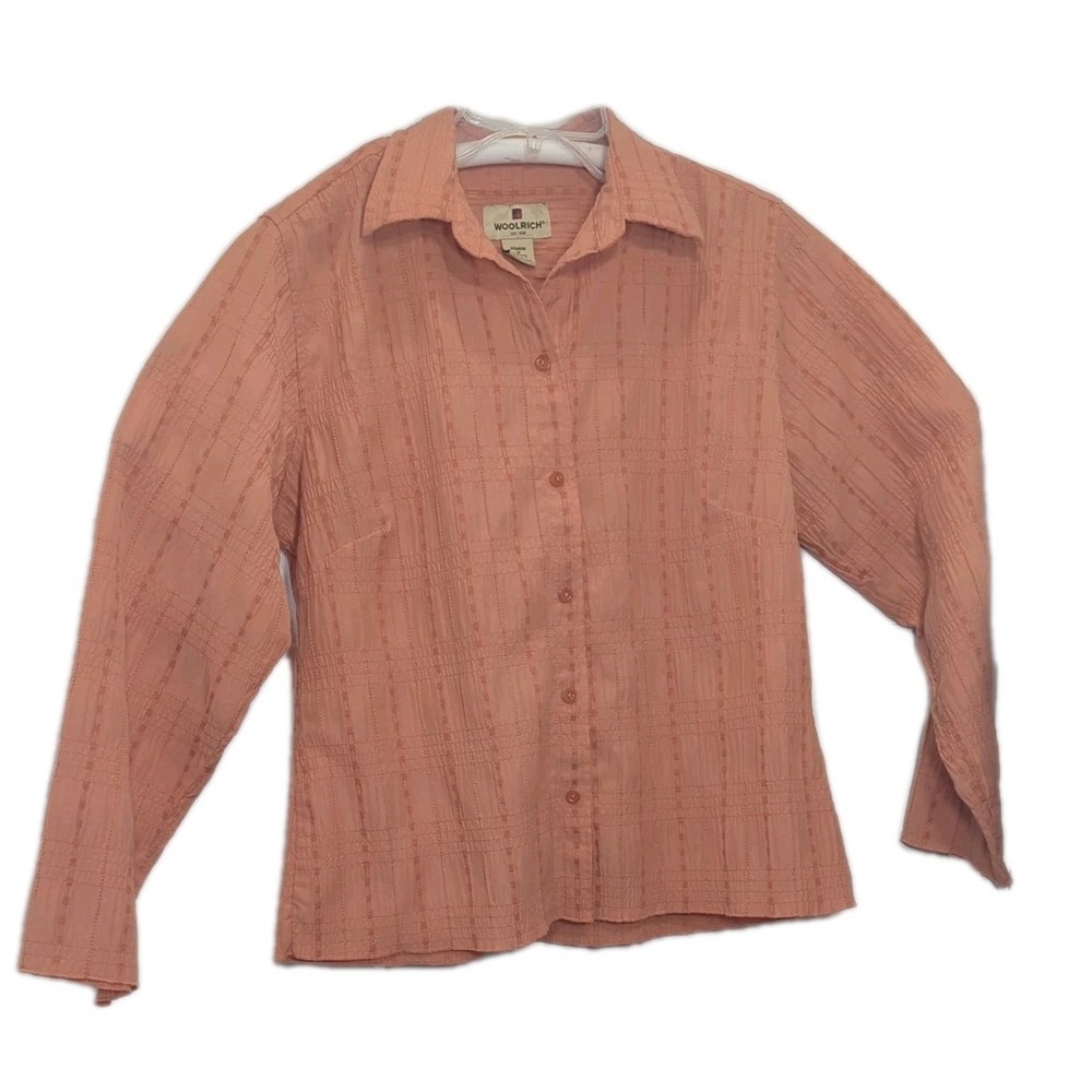 Woolrich‎ women's M Orange button up shirt Long sleeve Petite Amberglow